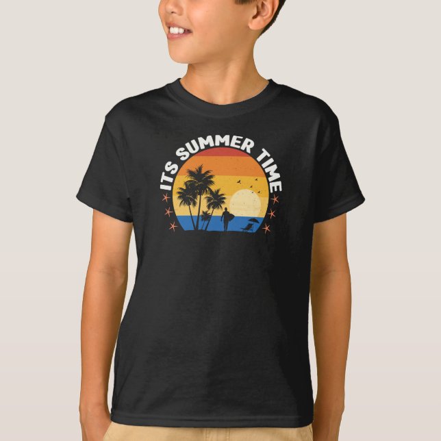 Det är sommartid Tropisk solnedgångsdesign T Shirt (Framsida)