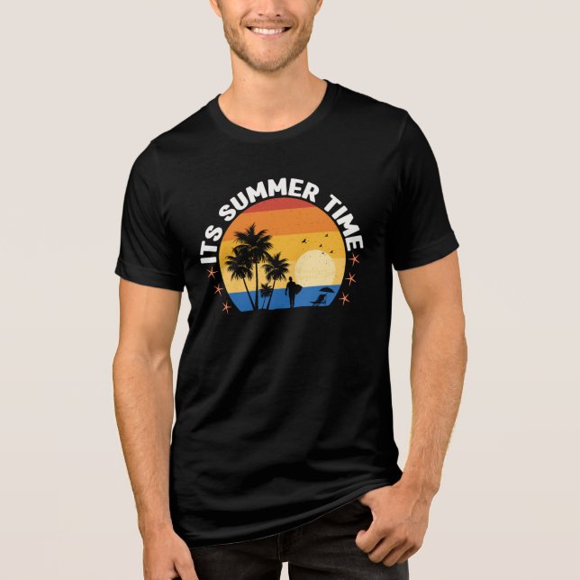 Det är sommartid Tropisk solnedgångsdesign T Shirt (Framsida)