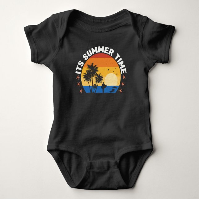 Det är sommartid Tropisk solnedgångsdesign T Shirt (Framsida)