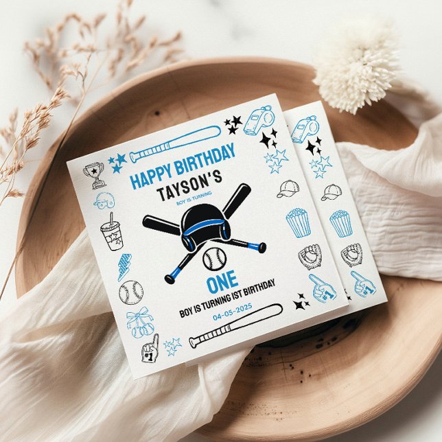 Det är speltid för baseboll 1-årsdag – roliga barn pappersservett (It’s Game Time Baseball 1st Birthday – Fun Kids Napkins
)