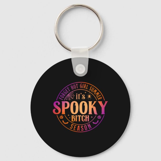 Det är Spooky Season Roligt Witch Halloween Tee Nyckelring (Framsida)