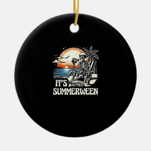 Det är Summerween Skelett Solnedgång Semester Julgransprydnad Keramik (Framsidan)
