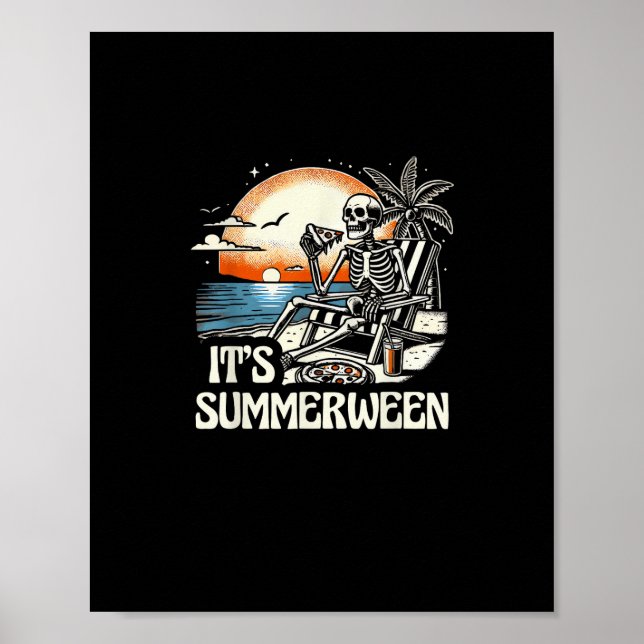 Det är Summerween Skelett Solnedgång Semester Poster (Framsidan)