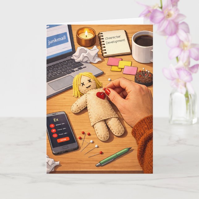 Det är svårt att bryta upp – Svart humor voodoodoc Kort (Orkide)