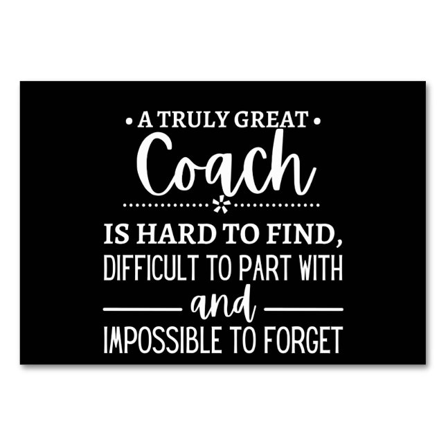 Det är svårt att hitta en verkligt Underbar coach Bordsnummer (Framsidan)