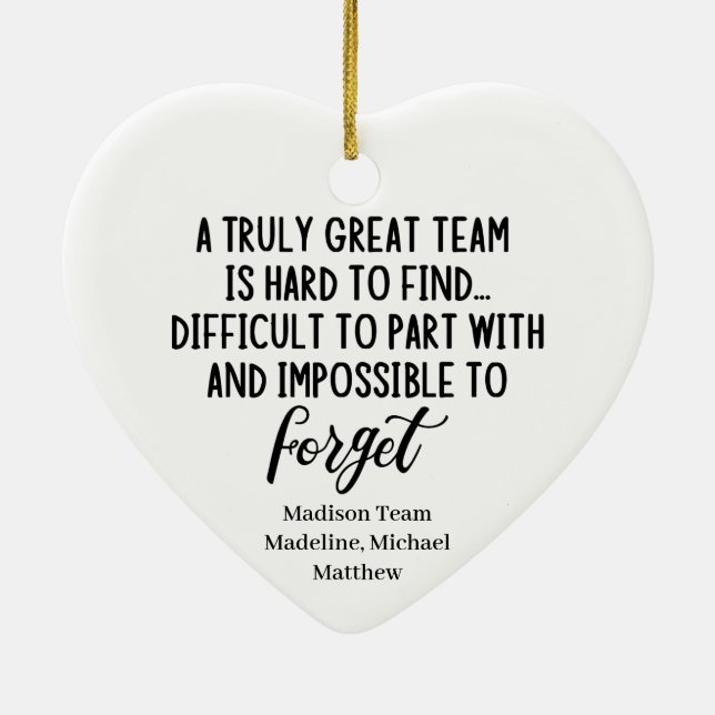 Det är svårt att hitta ett riktigt Underbart team. Julgransprydnad Keramik (Baksidan)