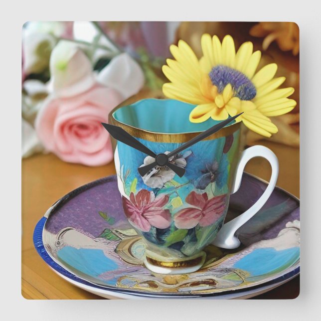 Det är Tea Time Fyrkantig Klocka (Framsida)