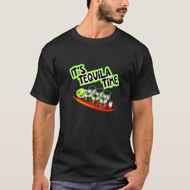 Det Är Tequilatid  Tequilateam Med Grön Lime T Shirt (Framsida)
