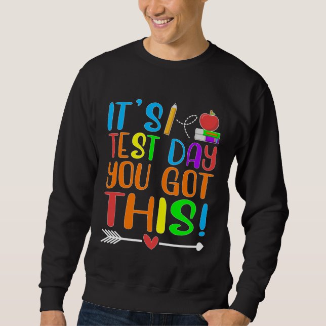 Det är testdag Du klarar det Motivational Teacher  Lång Ärmad Tröja (Framsida)