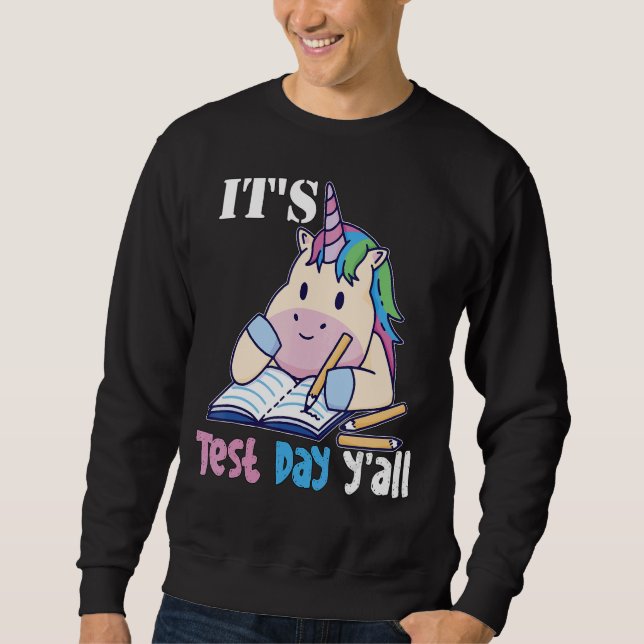 Det är testdag Y'all Teacher Testing Day U Lång Ärmad Tröja (Framsida)