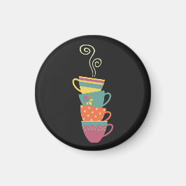 Det är tetid, staplad retro färg porcelain kopp magnet