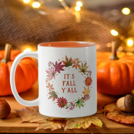 Det är Thanksgivingen Fall Yall Autumn Falling Löv Två-Tonad Mugg