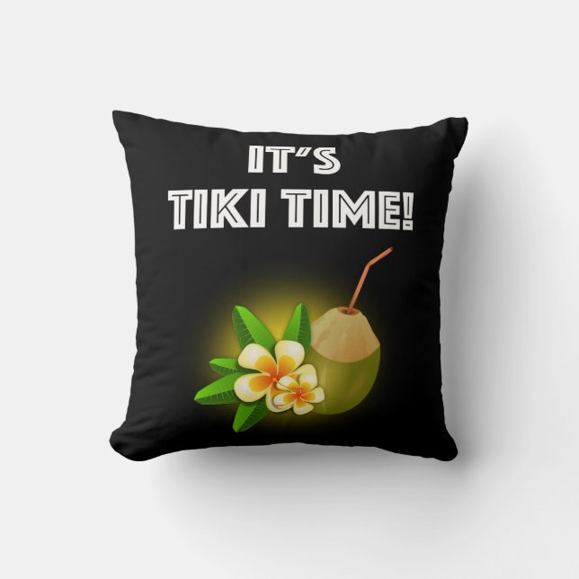 Det är Tiki Time! Tropisk öTiki pub Kudde (Framsida)