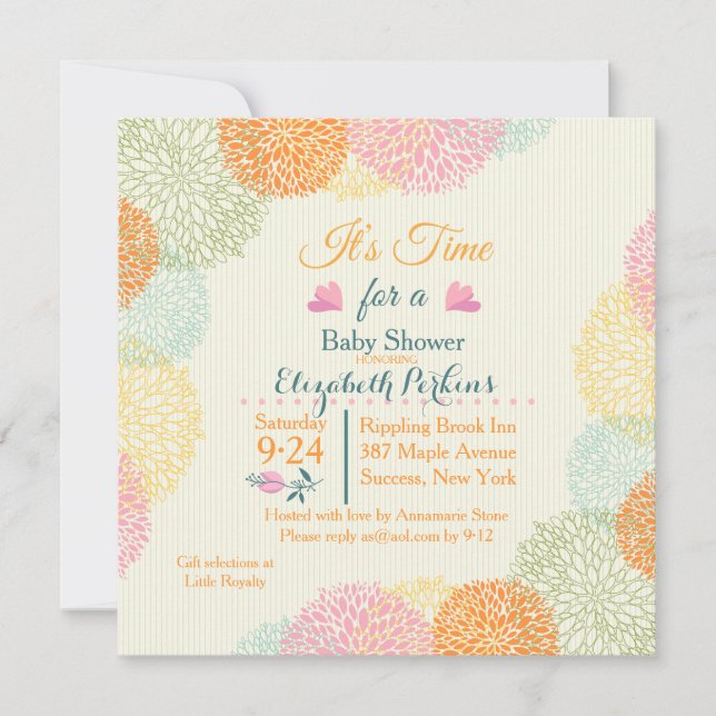 Det är Time den blom- baby showerinbjudan Inbjudningar (Framsida)