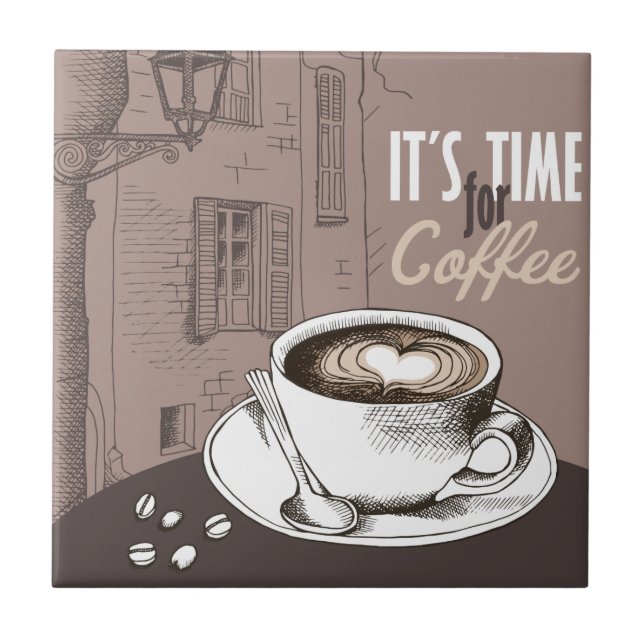 Det är Time för kaffe Kakelplatta (Framsidan)