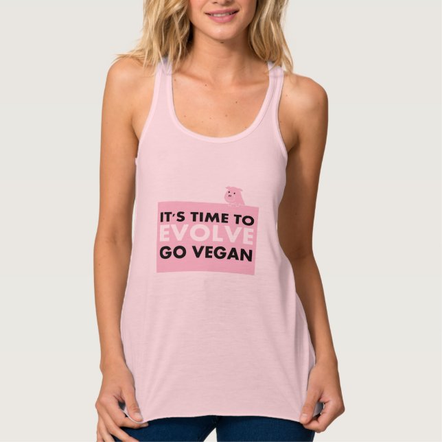 DET är TIME som EVOLVE - GÅR VEGANutslagsplatsen Linne Med Racerback (Framsida)
