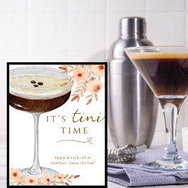 Det är Tini Time Blommig Espresso Martini Barskylt Poster