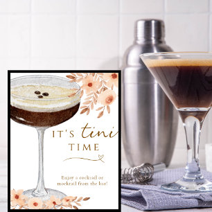 Det är Tini Time Blommig Espresso Martini Barskylt Poster