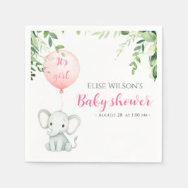 Det är tjejen! Cute Little elephant baby med ballo Pappersservett