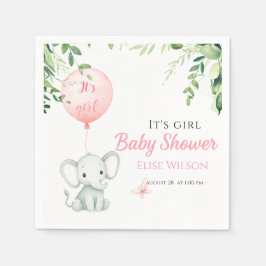 Det är tjejen! Cute Little elephant baby med ballo Pappersservett