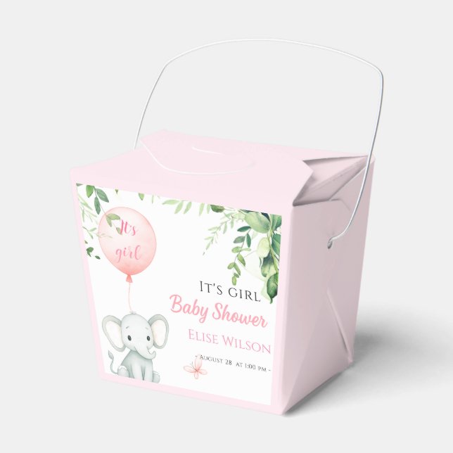 Det är tjejen! Cute Little elephant baby med ballo Presentaskar (Framsidan Sidan)