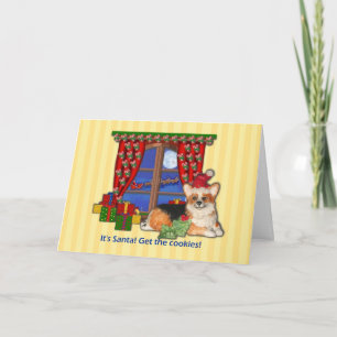 "Det är tomten! Hämta Cookies!"Corgi-julkortet! Helgkort