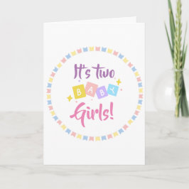 Det är två Flicka Rosa Party Birth Notice Kort