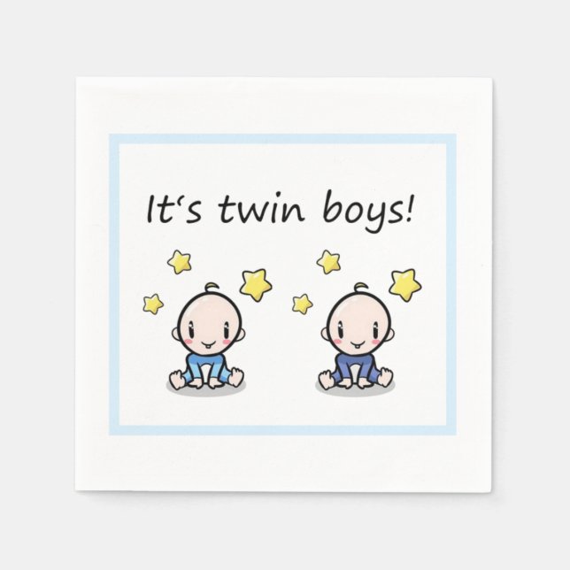 Det är två pojkar, Dekoration, Twin Baby Shower Pappersservett (Framsidan)