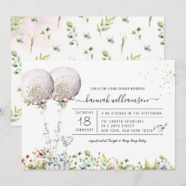 Det är tvillingar Lavendel ballong baby shower inb Inbjudningar