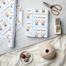 Det är tvillingpojkar presentpapper, baby shower p