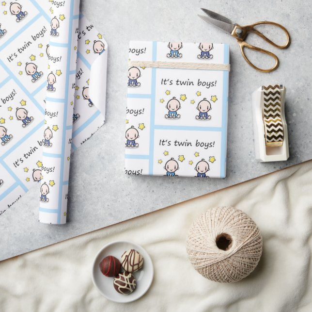 Det är tvillingpojkar presentpapper, baby shower p presentpapper (Hantverk)