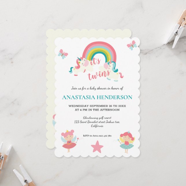 Det är twillingar-Bebisduschinbjudan. (Fram/Back In Situ)