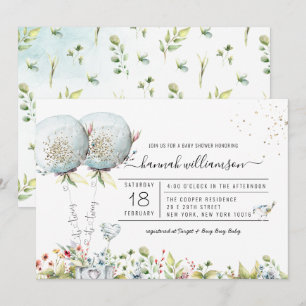 Det är Twillingar Blue Balloon Baby Shower-inbjuda Inbjudningar