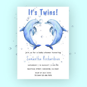 Det är Twillingar delfiner under Sea Baby Shower Inbjudningar