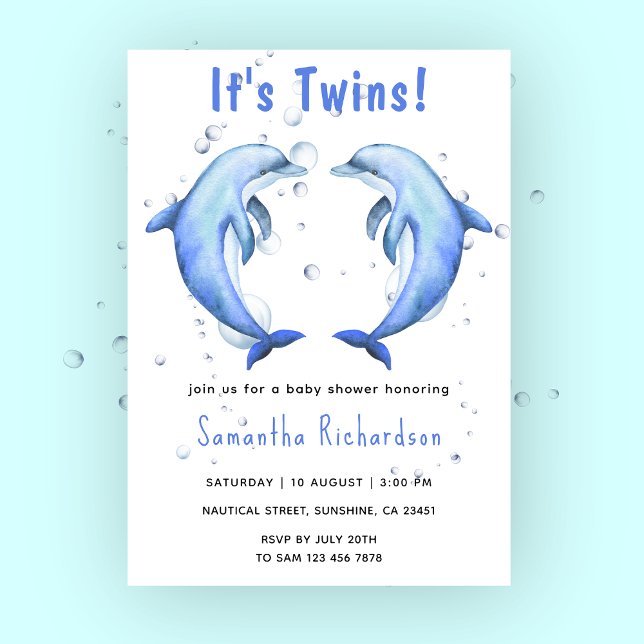 Det är Twillingar delfiner under Sea Baby Shower Inbjudningar (Skapare uppladdad)