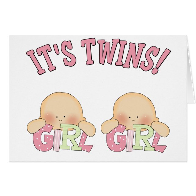 Det är twillingar! (FLICKAFLICKA) Hälsningskort (Framsidan Horizontal)