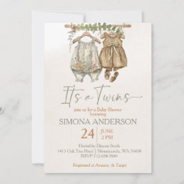 Det är twillingar som boho-kläder, barndusch inbjudningar