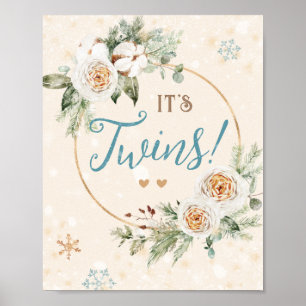 Det är Twillingar Vinter Baby Shower Sprinkle Snow Poster