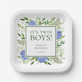 Det är Twin Boys Blue Hydrangeas Boy Shower