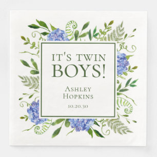 Det är Twin Boys Blue Hydrangeas Boy Shower Pappersservett