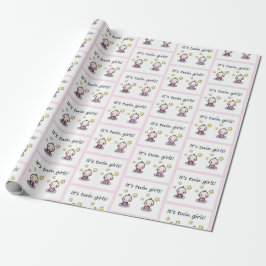 Det är Twin Girls Gift Wrap, Dekoration, Baby Show Presentpapper