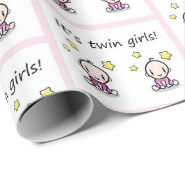 Det är Twin Girls Gift Wrap, Dekoration, Baby Show Presentpapper