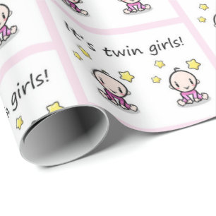 Det är Twin Girls Gift Wrap, Dekoration, Baby Show Presentpapper