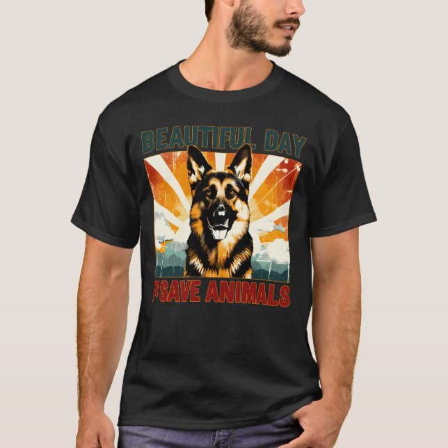 Det är vacker dag, rädda djur retro t shirt (Framsida)