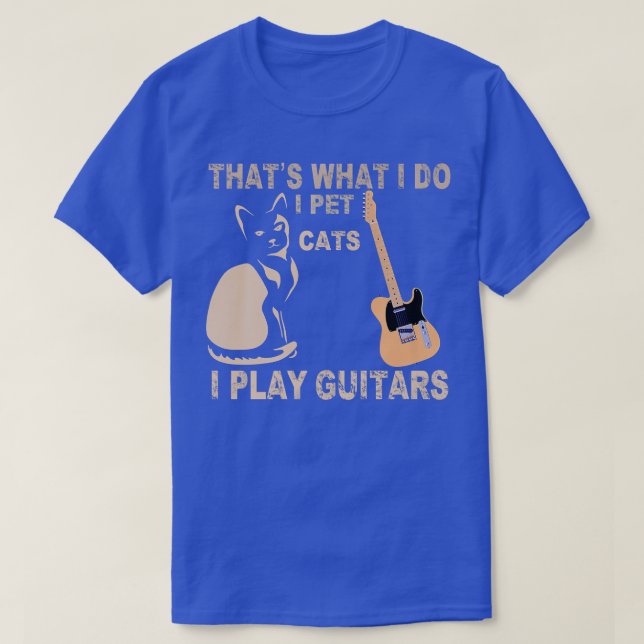 Det är vad jag gör jag åt katter jag spelar gitarr t shirt (Design framsida)