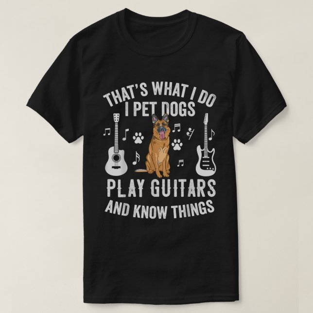 Det är Vad Jag Gör Jag Knullar Hundar Spelar Gitar T Shirt (Design framsida)