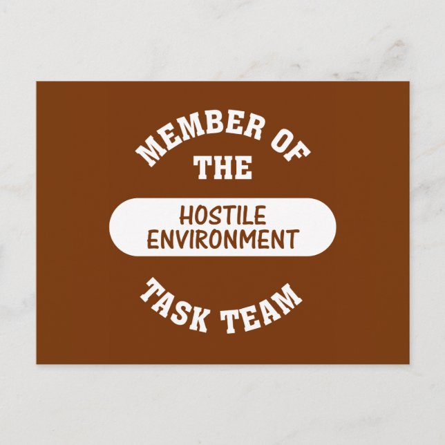 Det är vad jag kallar en fientlig arbetsmiljö vykort (Framsida)