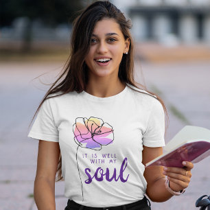 Det är väl med min själ Rosa blomster kristen T Shirt