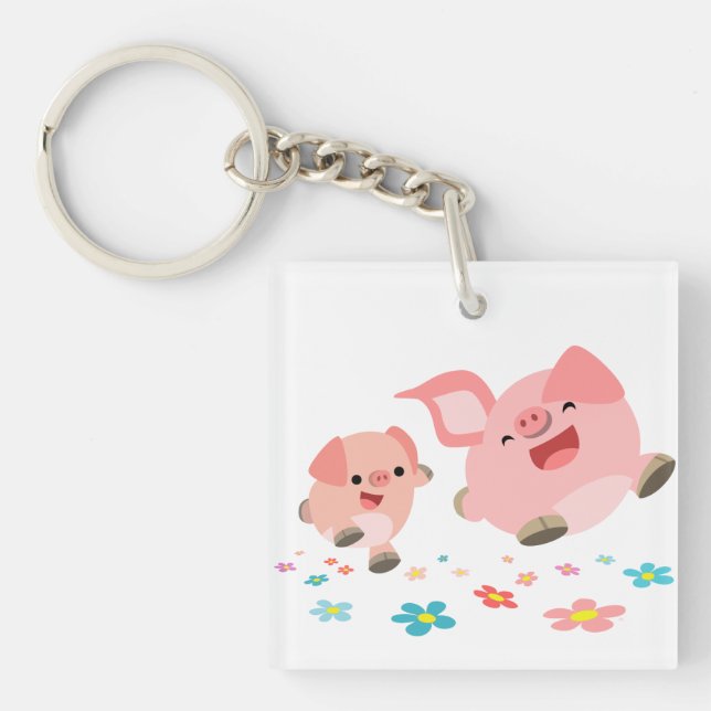 Det är Vår!!-2 Cute Tecknad Grisar akrylnyckelkedj (Framsidan)