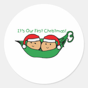 Det är vår första julklapp Pod Runt Klistermärke